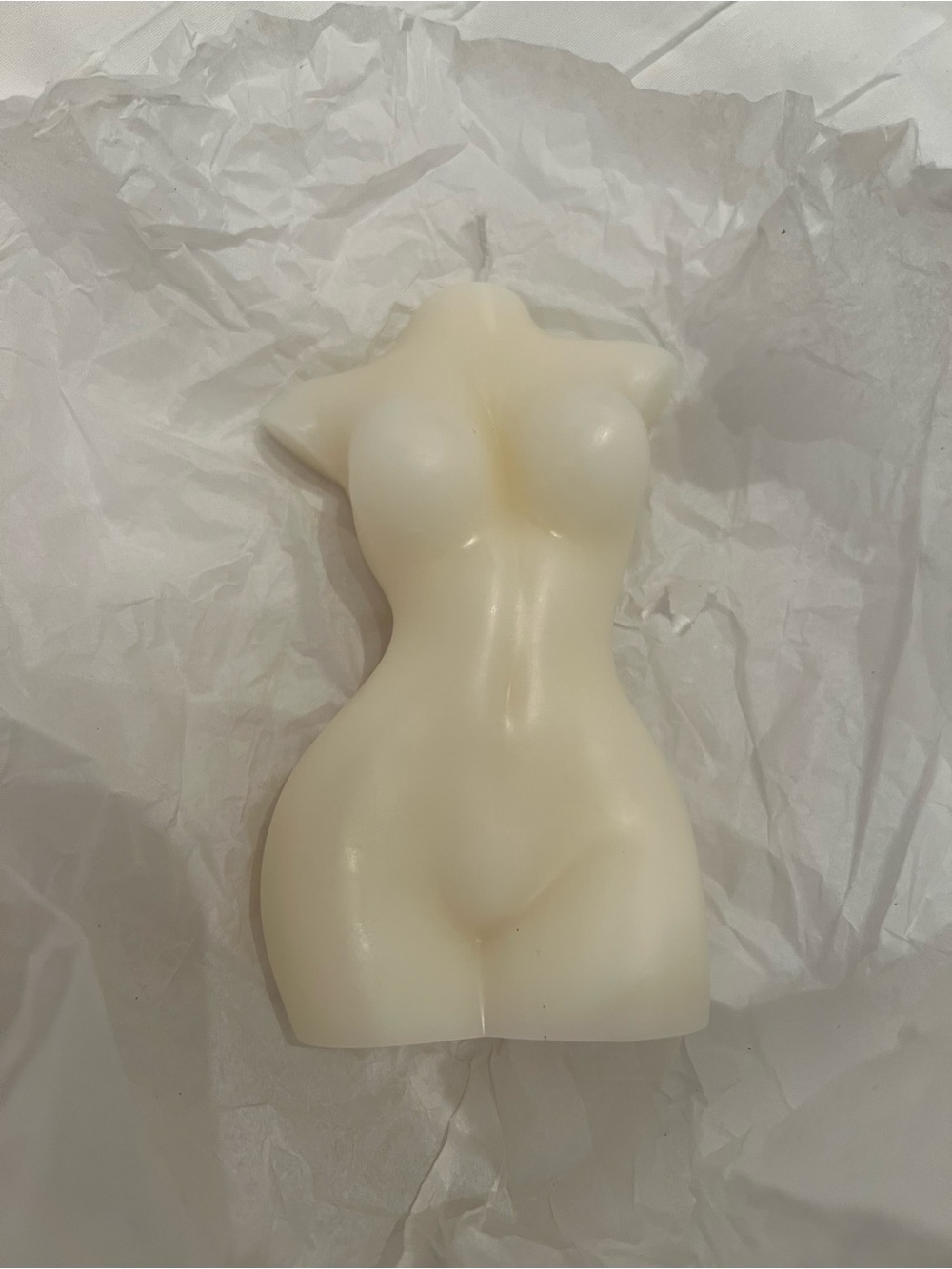 Nude Sculpted Female Figure Torso Soy Wax Candle - off white cream